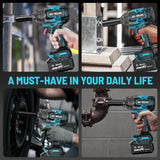GEVEELIFE 1200N.m (900Ft-lbs) Brushless Impact Wrench, 1/2" Cordless Impact Driver with 2x 4.0Ah Battery, Fast Charger & 5 Sockets, High Torque, Electric Impact Gun for Car/Truck/RV/Mower GEVEELIFE