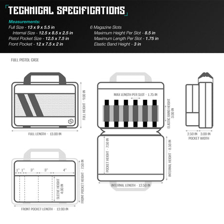 Savior Equipment Specialist Series Tactical Double Scoped Handgun Firearm Case Pistol Bag for Outdoor Hunting Shooting Range, Lockable Compartment, Additional Magazine Storage Slots Savior Equipment