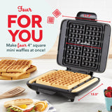 DASH No-Drip Waffle Maker - Four Waffle Molds, Nonstick Waffle Iron with Quick Heat-Up, Nonstick Surface - Perfect Waffle Maker for Kids and Families, Just Add Batter DASH
