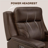 Watson & Whitely Genuine Leather Electric Recliner Chairs for Adults, Lay Flat Recliner with Power Headrest & Chargers for Living Room, Dark Brown Watson & Whitely