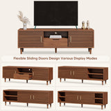 Syvella Mid Century Modern TV Stand for 55/60/65 inch TV, Farmhouse TV Stand, Fluted Entertainment Center with Storage, TV and Media Consol for Living Room (Dark Brown, 59") Syvella