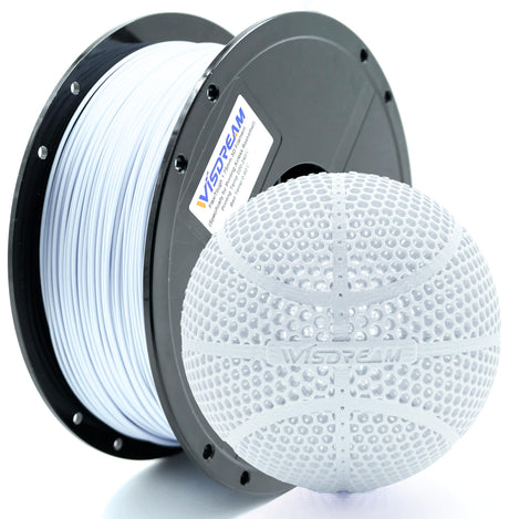 WISDREAM FlexiTough Flexible Filament Developed Specifically for Printing Airless Basketballs,1.75mm,1KG (2.2lbs),Compatible with Most FDM Printers,White WISDREAM
