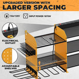 WIWIDRM Upgrade Large Power Tool Organizer Wall Mount with Charging Station Tool Storage Rack with 6.5FT Power Strip 10 Drill Holder and Storage Rack for Garage Organization WIWIDRM