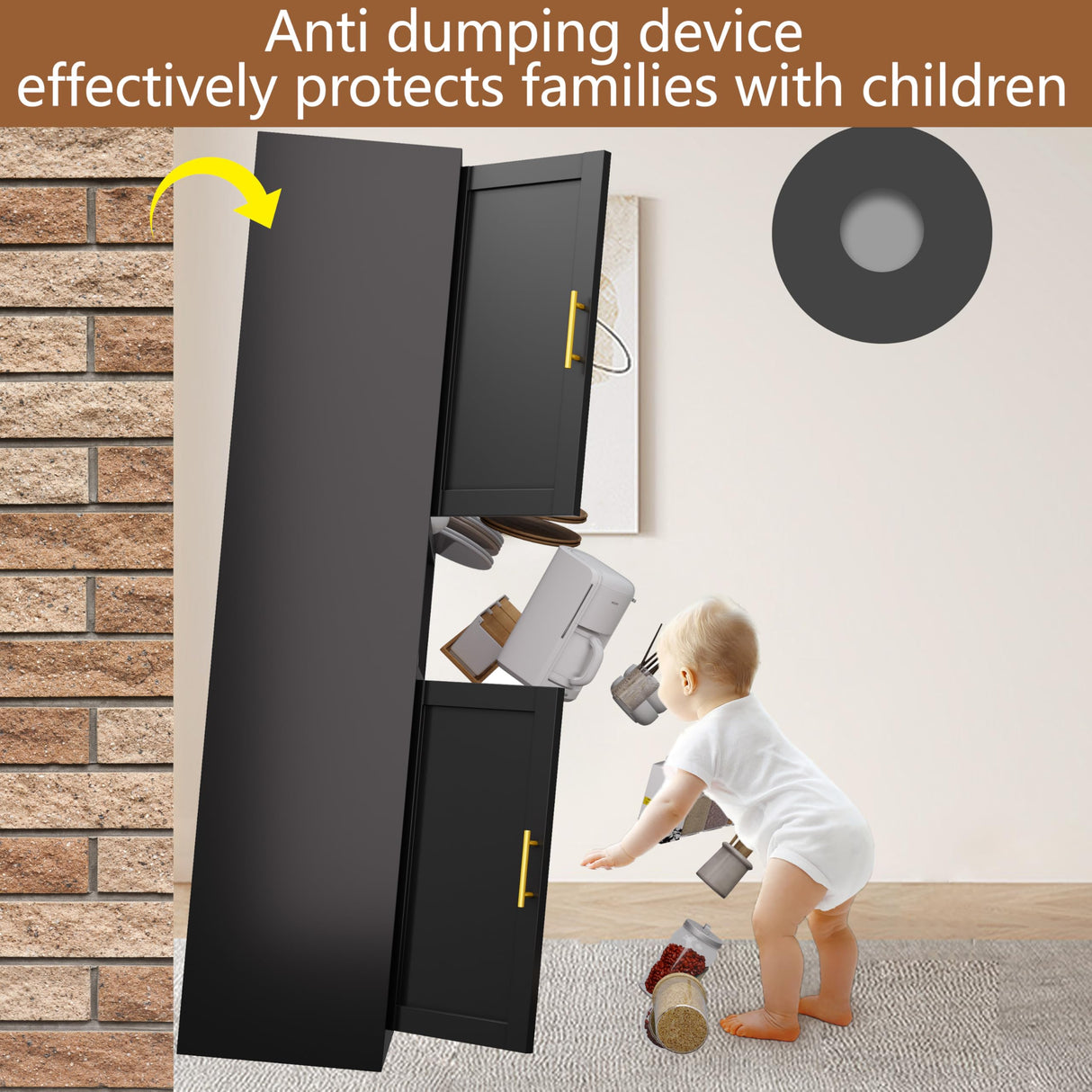 71”H Versatile Metal Pantry Storage Cabinet with Adjustable Shelves and Feet - Black 4-Door Design erosoei