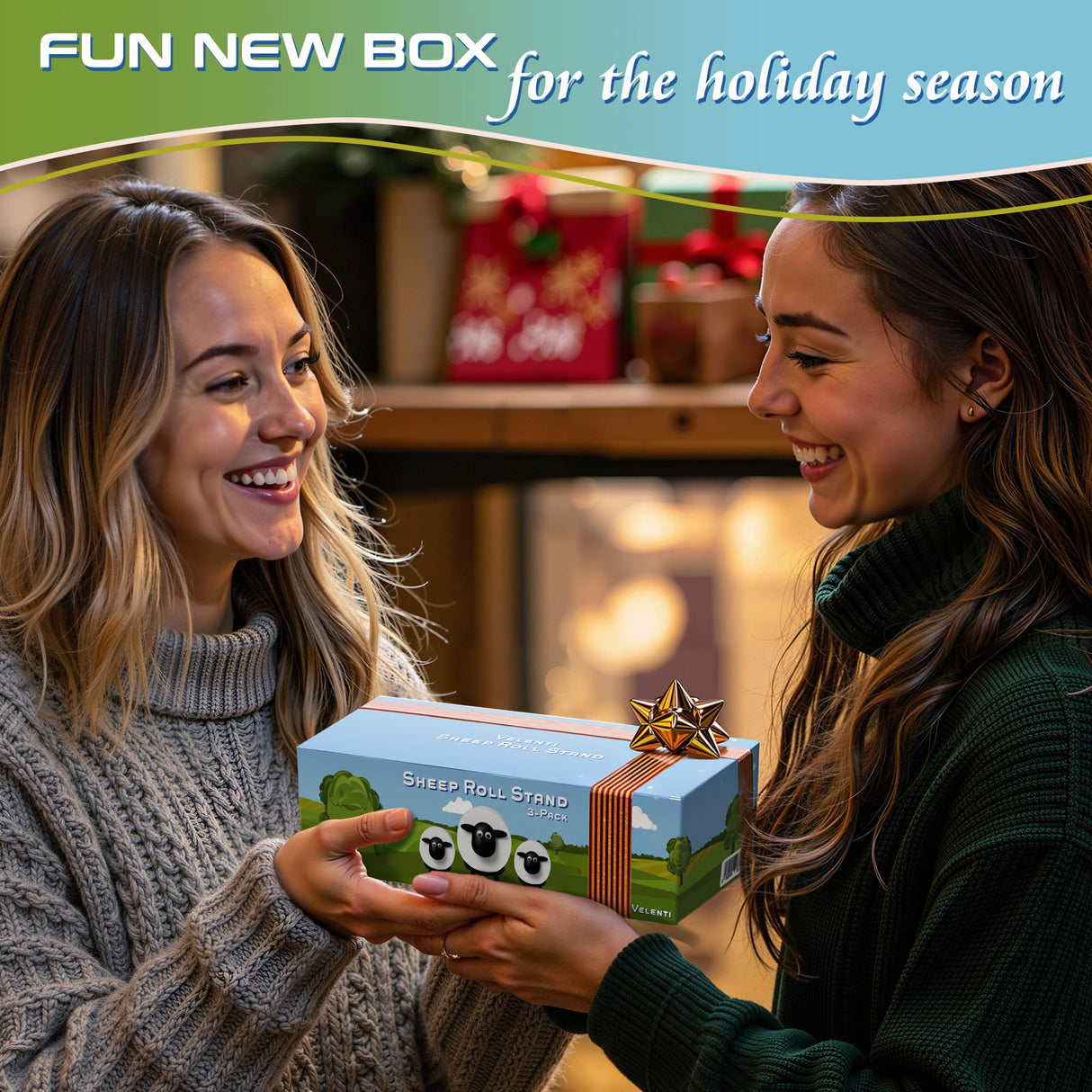 VELENTI Sheep Toilet Roll Holder - Funny Toilet Paper Holder Free Standing Bathroom Set - 3D Printed Black Sheep Loo Roll Holder - Hilarious Tissue Paper Roll Storage - Cute Bathroom Decor - Set of 3 VELENTI