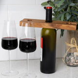 Ironwood Gourmet Acacia Wood Wine Glass Holder for Wine Bottles, Holds 2 Wine Glasses Ironwood Gourmet