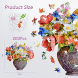 delobil Flower Wooden Puzzles for Adults, 200 Pieces Jigsaw Puzzles, Unique Shaped Medium Size Liberty Wood Puzzle Gift for Adults and Kids, Family Game 11'' x 11.3'' delobil