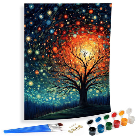 SKRYUIE Paint by Numbers Kit for Adults Beginner Sunset, Acrylic Tree Oil Painting by Numbers Kits with PaintBrushes Paintwork Art Crafts Canvas for Home Decor 16x20 inch SKRYUIE