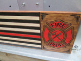 Thin Red Line Fire Fighters Flag, Custom Carved Wooden Sign, Personalized Fireman Sign, FLAG105 Southern Made Signs