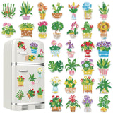 chiazllta 30 Pcs Summer Diamond Painting Magnets Flower Arts Crafts Kit Flower Refrigerator Magnetic Sticker Diamond Fridge Magnet for Adults DIY Home Decoration chiazllta