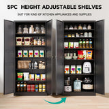 Metal Storage Cabinet with Doors and Shelves,Metal Pantry Cabinet,Black Craft Storage Cabinet,Ventilated Pantry Storage Cabinet,Large Tall Closet Cupboard for Home,Kitchen,Dining/Living/Laundry Room SISESOL