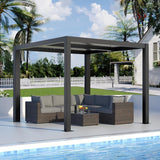 LVUYOYO Outdoor Louvered Pergola 10' x 10', Patio Aluminum Pergola with Adjustable Roof, Metal Gazebo for Backyard, Garden, Deck(Black) LVUYOYO