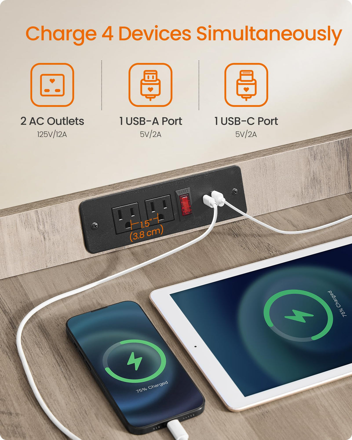 Feandrea Modern Dog Crate Furniture with Charging Station, Kennel Indoor with Flip-up Hidden Acrylic Door, for Small and Medium Dogs up to 45 lb, Side End Table, Heather Greige UPOC021G01 Feandrea