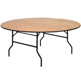 Flash Furniture Furman 6' Round All-Occasion Wood Folding Event Table, Foldable Round Portable Banquet Table with Wooden Top, Natural/Black Flash Furniture