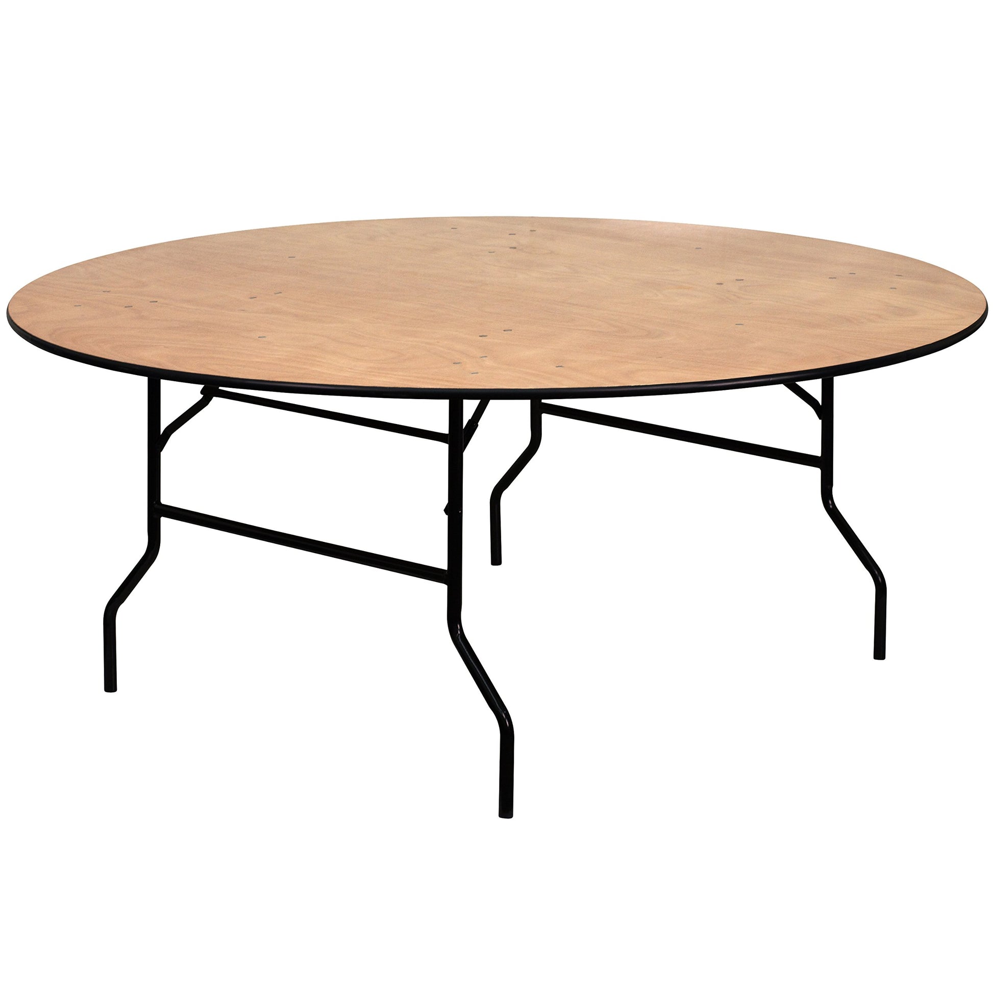 Flash Furniture Furman 6' Round All-Occasion Wood Folding Event Table, Foldable Round Portable Banquet Table with Wooden Top, Natural/Black - WoodArtSupply