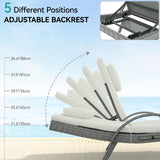 YITAHOME Patio Chaise Lounge Chair Set of 4, Wicker Chaise Lounge Outdoor Rattan Reclining Chair with Armrests/Pull-out Cup Holder/5-Position Backrest/Cushion & Headrest-Beige YITAHOME