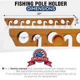 Rush Creek Creations 11-Rod Wall or Ceiling Fishing Rod Storage Rack, Vertical or Horizontal Garage Fishing Rod Holder with 11 Rod Capacity, Light Wood Grain Rush Creek Creations