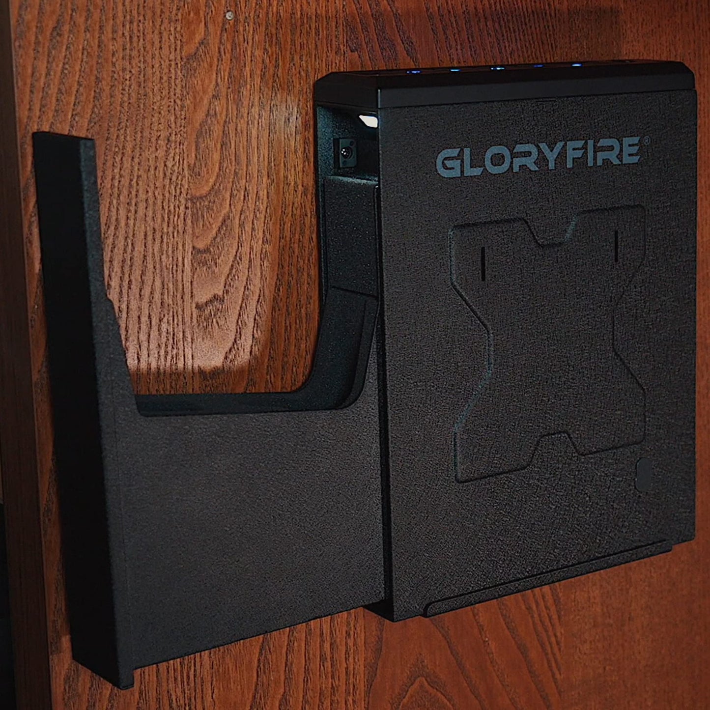 GLORYFIRE Gun Safe Biometric Pistol Safe, Mounted Nightstand Quick Access Handgun Safe and Gun Lock Box for Car, Truck, Desk, Bedside, Wall with Security Fingerprint, Key Access, PIN Code - WoodArtSupply