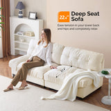 VINGLI Cloud Couch 80" Loveseat, 22.4" Deep Seat, Suede Upholstery Cozy Comfy Couches for Living Room Modern Love Seat Sofa, Pillow Armrest (White) VINGLI