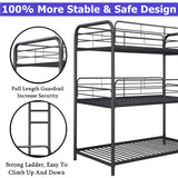Movdevy Heavy Duty Metal Triple Bunk Beds for Adults and Kids and Teens, Modern Style Twin Over Twin Over Twin Size Triple Bunk Bed with Safe Guardrail, 3 Bunk Beds Easy to Assemble (Black) Movdevy
