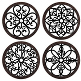 4 Pieces Thicken Rustic Wall Decor Modern Farmhouse Wall Art Decor Wooden Hollow Carved Design Art for Living Room Bedroom Hallway Office Kitchen Wall Decoration (Classic Style) Yulejo