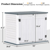 UDPATIO Outdoor Storage Cabinet 35 Cu Ft, Resin Horizontal Outdoor Trash Can Storage Box Lockable Shed 4 x 2 ft for Garbage, Garden Tools, Lawn Mowers UDPATIO