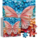 Butterfly Puzzles for Adults 1000 Pieces, Unique Art Jigsaw Puzzle Hard, Colorful Impossible Challenging Puzzles for Adults Paper Cut PICKFORU