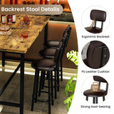 DKLGG 7-Piece Dining Table Set, 50" Bar Table Set for 6 with MDF & Metal Frame, Tall Dining with 6 PU Leather Chairs, Saving Space Pub and Chairs Sets for Bar, Kitchen, Brown DKLGG