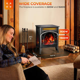 R.W.FLAME Electric Fireplace Heater 17" with Remote Control, Cathedral Stylish, Different Flame Effects and Log Set Colors, Adjustable Brightness and Heating Mode, Overheating Safe Design R.W.FLAME