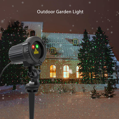 SUNFUCAN Laser Christmas Projector Lights Outdoor, Outdoor Garden Laser Lights, Landscape Lights with Red and Green Stars, IP65 Waterproof,Cold Resistant. Suitable for Holiday, Party, Garden Decorati