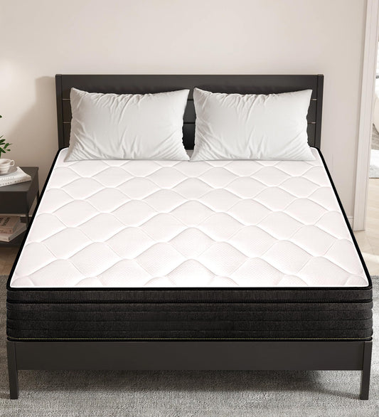 elitspace Queen Mattress,12 Inch Memory Foam Hybrid Mattresses in a Box with Individual Pocket Spring,for Pressure Relief & Motion Isolation Queen Size Mattress,CertiPUR-US.