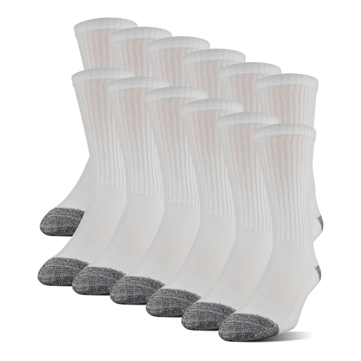 Gildan Men's Polyester Half Cushion Crew Socks, 12-Pairs, White, Shoe Size: 6-12 Gildan