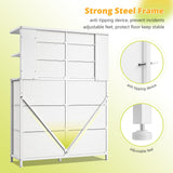 EnHomee Dresser for Bedroom with LED Lights, 12 Drawers Bedroom Dresser, Black Dresser and Tall Dresser with Open Shelves, Fabric Dressers & Chests of Drawers with Sturdy Metal Frame, White EnHomee