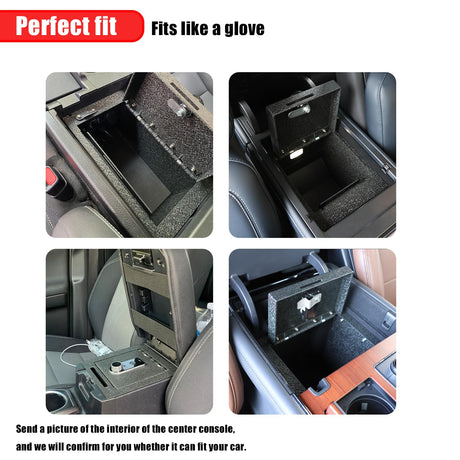 JIKE Center Console Gun Safe - Console Gun Vault Compatible with Toyota Tundra 2022-2025, Toyota Sequoia 2023-2025, High Security Armrest Lock Box with Electronic Keypad Lock. JIKE