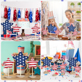 Bucherry 5 Set 4th of July Decoration Patriotic Fabric Star Ornaments Independence Day Wood Sign Star Wooden Stand Memorial Labor Day Tiered Tray Decor American Table Decor(Classic Style) Bucherry