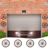 4 Pieces Wooden Wagon Wheel Wall Decor 10 Inches Old Western Wood Wagon Wheel Wall Art Farmhouse Wagon Wheels Rustic Yard Decor Wood Hanging Decorative Wheels for Garden Home Bar Garage Qunclay