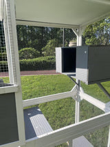 Ball & Cast 71" Outdoor Wooden Catio Outdoor Cat Enclosure House,Indoor Large Kitten Playpen with Napping House,4 Platforms & Weatherproof Asphalt Roof,Sliding Doors,Grey Ball & Cast