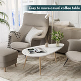 SAYGOER Modern Coffee Table White Oval Coffee Tables for Living Room Simple Center Table for Small Space Home Office Easy Assembly 22.2" D x 42.5" W x 17.1" H, White SAYGOER