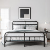 BOSRII King Size Bed Frame with Headboard and Footboard, 18 Inches High, 3500 Pounds Heavy Duty Metal Slats Support for Mattress, No Box Spring Needed,Noise-Free, Black BOSRII