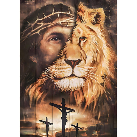SENQAO Lion Diamond Painting Kits for Adults, Lion & Jesus Diamond Painting DIY 5D Diamond Painting Animal Lion Diamond Art Kits Picture for Home Wall Decor 30x40cm SENQAO