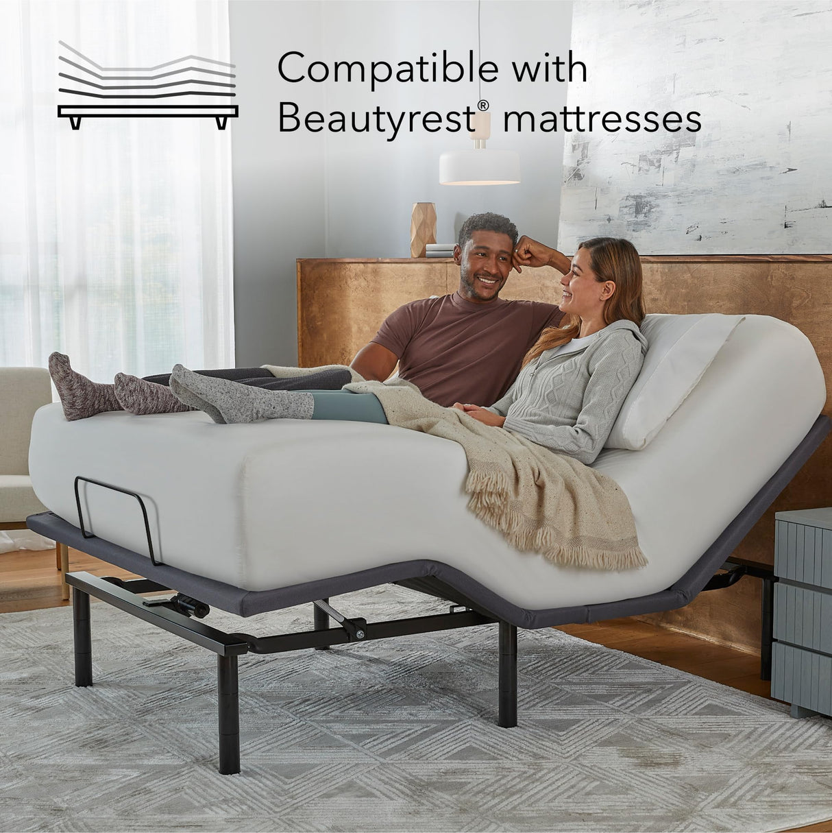 Beautyrest baselogic Level 2 Adjustable Base Bed Frame - Split Cal King - Head and Foot Adjustability, Wireless Remote, Zero-Gravity Preset, and Foldable for Convenient Mobility and Storage Beautyrest