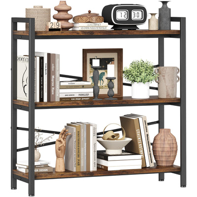 Book Shelf, 3 Tier Bookshelf 31.49" Width, Book Shelf Storage and Organization, Wooden and Metal Industrial Bookcase, Large Book Shelves for Home Living Room Bedroom Office Storage(Vintage)