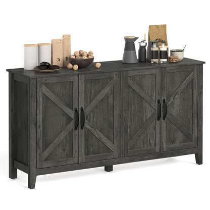 VASAGLE Buffet Storage Cabinet, 15.7" D x 59" W x 31.5" H Credenza Sideboard Table, Kitchen Cupboard with Adjustable Shelves for Living, Dining Room, Entryway, Charcoal Gray ULSC381T04 - WoodArtSupply