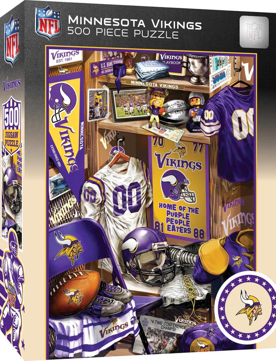 MasterPieces Game Day 500 Piece Jigsaw Puzzle for Adults - NFL Minnesota Vikings Locker Room - 15"x21" Masterpieces