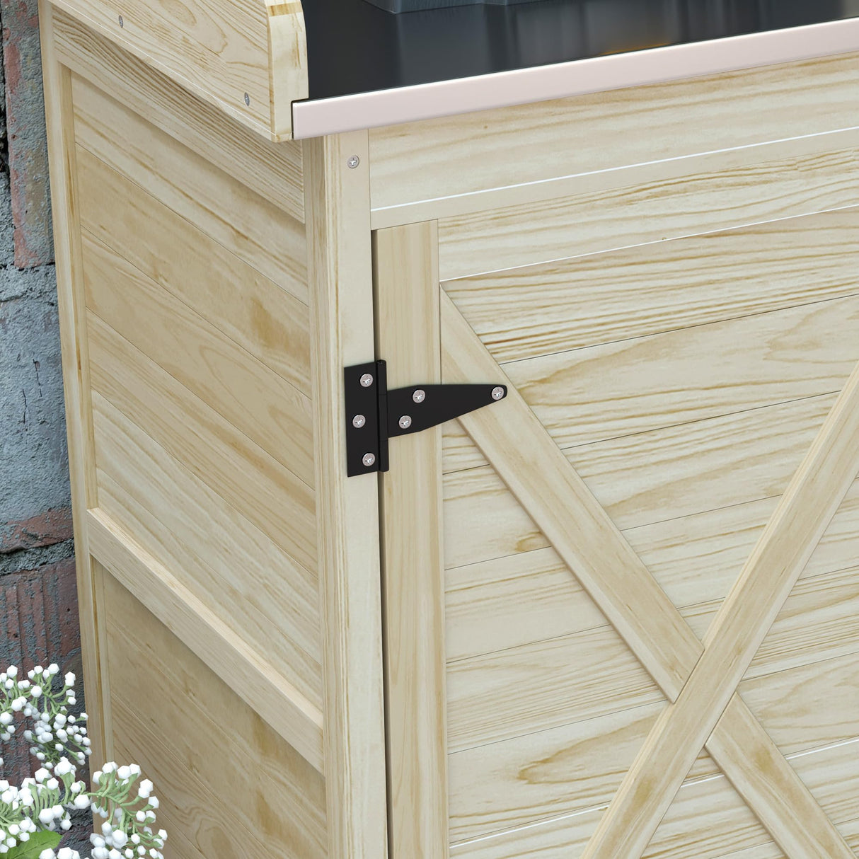 Outsunny Outdoor Wooden Potting Bench Table, Garden Workstation with Storage Cabinet, Storage Shelves for Backyard, Patio, Balcony, Natural Outsunny