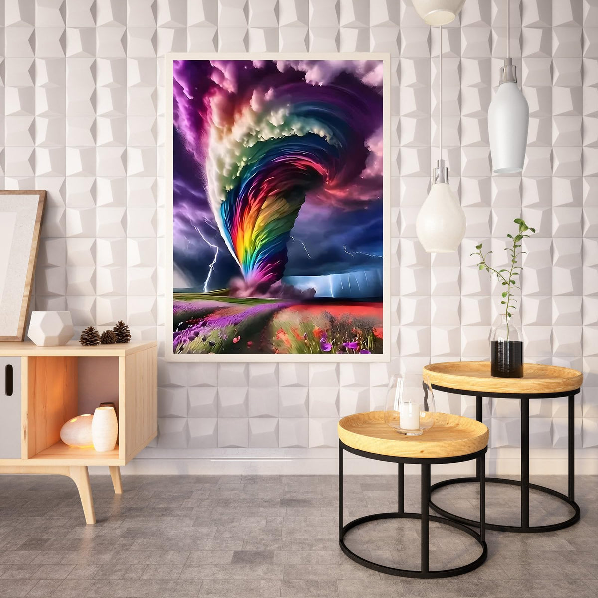 Rainbow Storm Diamond Painting Kits for Adults, 5D Diamond Art Painting by Numbers Kits, DIY Rainbow Storm Diamond Art Kits, Full Round Drill Diamond Paintings for Adults for Home Wall Decor, 12x16in GUMITOON