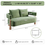 QNZK 67" L Loveseat Sofa, Mid Century Modern Sofa Couch with 2 Pillows, Comfy Chenille Couches, Upholstered Small Sofa for Living Room, Bedroom, Apartment & Office, Easy Assembly, Green QNZK
