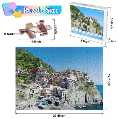 SiTimmGer Jigsaw Puzzles 1000 Pieces for Adults Cinque Terre Modern Fishing Villages Sunset Challenging Puzzle Fit Together Perfectly Toys Gift 19.7" x 27.6"