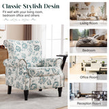 HCHAIRH Floral Wingback Accent Chairs Set of 2 with Removable Cushion Comfy Upholstered Armchair with Nailhead Trim and Wood Legs Reading Chair for Living Room, Bedroom, Green HCHAIRH