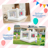 White Bounce House for Kids 2-8 Indoor Bouncy Castle with Pump Toddler Bounce House PVC Waterproof Materials Easy to Clean Outdoor Toddler Toys 68 x 68 x 58.2 inch iLink-outer